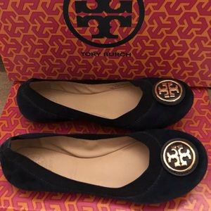 Tory Burch Navy Blue Suede. Size 5.5